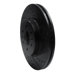 Kia BORREGO Brake Rotor (1) - Front Right - R1 Concepts - Drilled & Slotted - Black - `09-`10